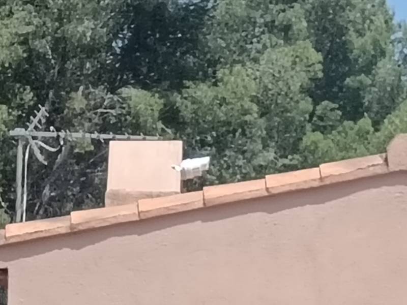 Vue extérieure du conduit de fumée  Évacuation discrète et conforme aux normes, intégrée à la façade de manière esthétique.